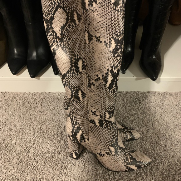 Pointy Toe Snake Print Boots - Never Worn. - Picture 3 of 5